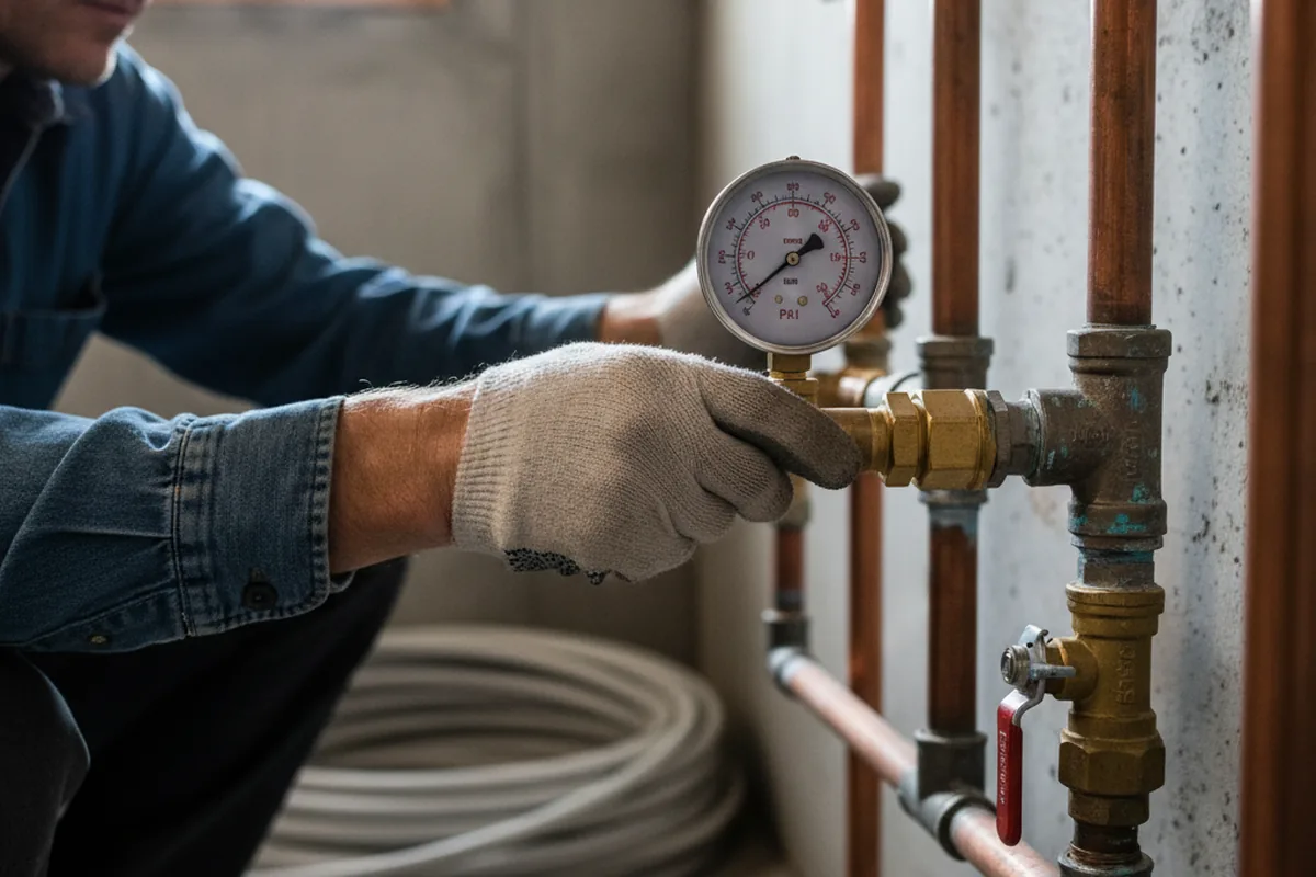 Pressure testing a repaired line during Water Line Repair in Fort Ogden